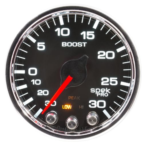 Picture of Autometer Spek - Pro Gauge VacBoost 2 116in 30Inhg - 30psi Stepper Motor WPeak Warn BlackChrome
