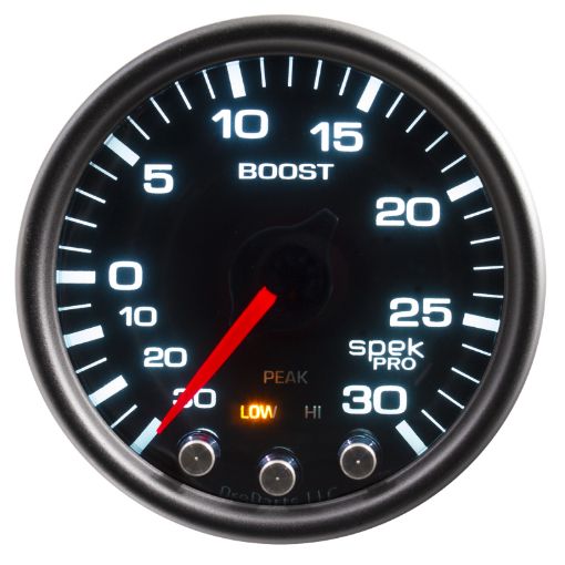 Picture of Autometer Spek - Pro Gauge VacBoost 2 116in 30Inhg - 30psi Stepper Motor Peak Warn BlackSmokeBlack