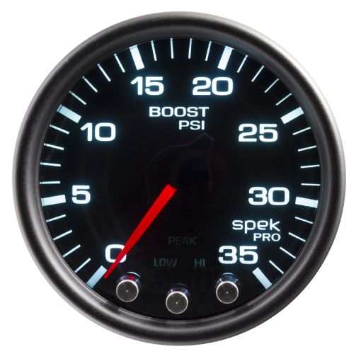 Picture of Autometer Spek - Pro Gauge Boost 2 116in 35psi Stepper Motor WPeak Warn BlacksmokeBlack