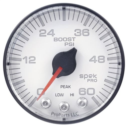 Picture of Autometer Spek - Pro Gauge Boost 2 116in 60psi Stepper Motor WPeak Warn WhtBlk