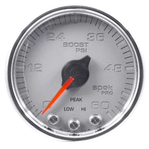 Picture of Autometer Spek - Pro Gauge Boost 2 116in 60psi Stepper Motor WPeak Warn SlvrChrm