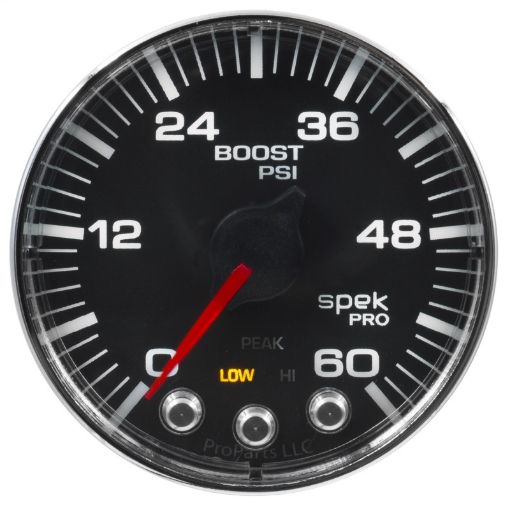 Picture of Autometer Spek - Pro Gauge Boost 2 116in 60psi Stepper Motor WPeak Warn BlkChrm