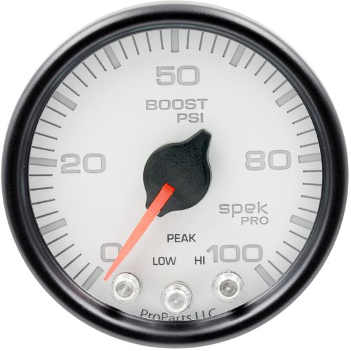 Picture of Autometer Spek - Pro Gauge Boost 2 116in 100psi Stepper Motor WPeak Warn WhtBlk