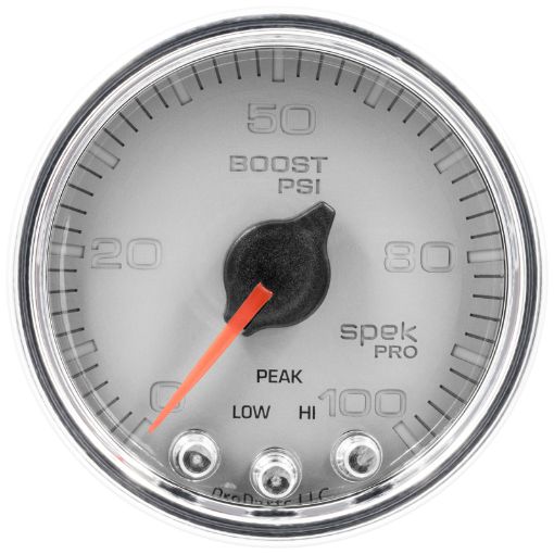 Picture of Autometer Spek - Pro Gauge Boost 2 116in 100psi Stepper Motor WPeak Warn SlvrChrm