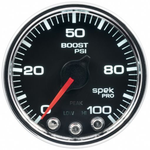Picture of Autometer Spek - Pro Gauge Boost 2 116in 100psi Stepper Motor WPeak Warn BlkChrm