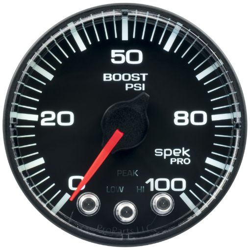 Picture of Autometer Spek - Pro Gauge Boost 2 116in 100psi Stepper Motor WPeak Warn BlkBlk