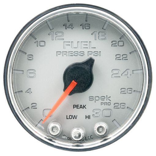 Picture of Autometer Spek - Pro Gauge Fuel Press 2 116in 30psi Stepper Motor WPeak Warn SlvrChrm