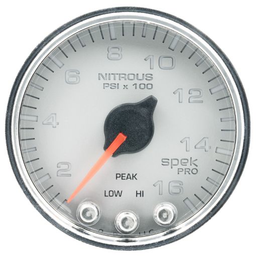 Picture of Autometer Spek - Pro Gauge Nitrous Press 2 116in 1600psi Stepper Motor WPeak Warn SlvrChrm