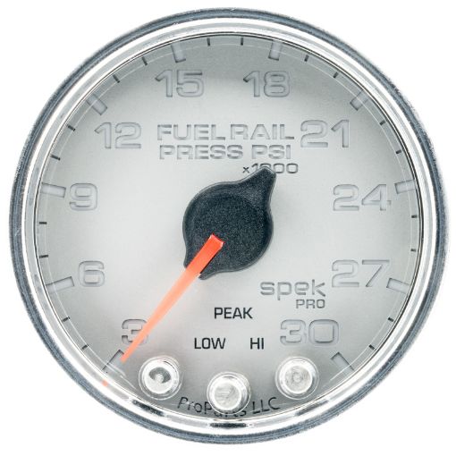 Picture of Autometer Spek - Pro Gauge Rail Press 2 116in 30Kpsi Stepper Motor WPeak Warn SlvrChrm