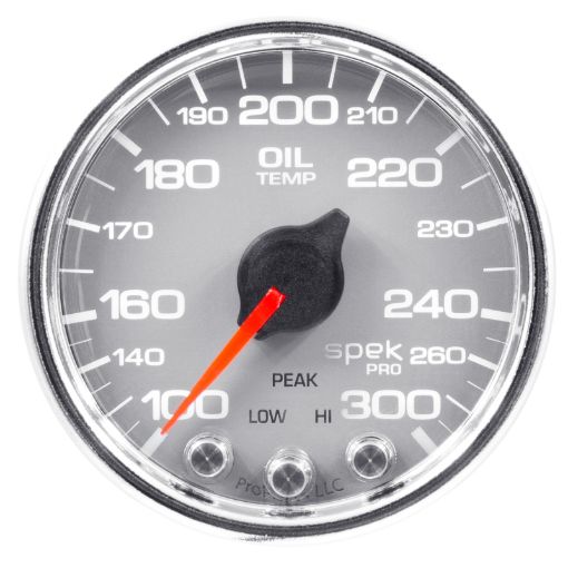 Picture of Autometer Spek - Pro Gauge Oil Temp 2 116in 300f Stepper Motor WPeak Warn SlvrChrm