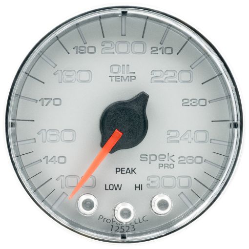 Picture of Autometer Spek - Pro Gauge Oil Temp 2 116in 300f Stepper Motor WPeak Warn SlvrChrm