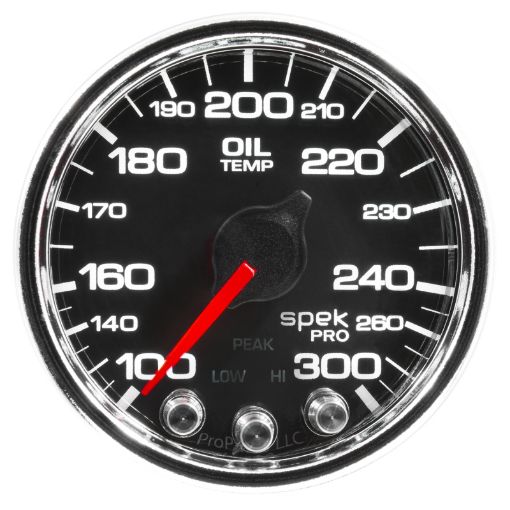 Picture of Autometer Spek - Pro Gauge Oil Temp 2 116in 300f Stepper Motor WPeak Warn BlkChrm
