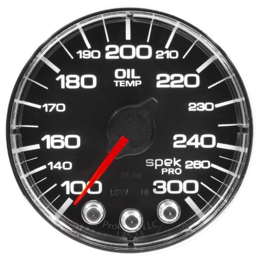 Picture of Autometer Spek - Pro Gauge Oil Temp 2 116in 300f Stepper Motor WPeak Warn BlkChrm