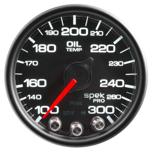 Picture of Autometer Spek - Pro Gauge Oil Temp 2 116in 300f Stepper Motor WPeak Warn BlkBlk