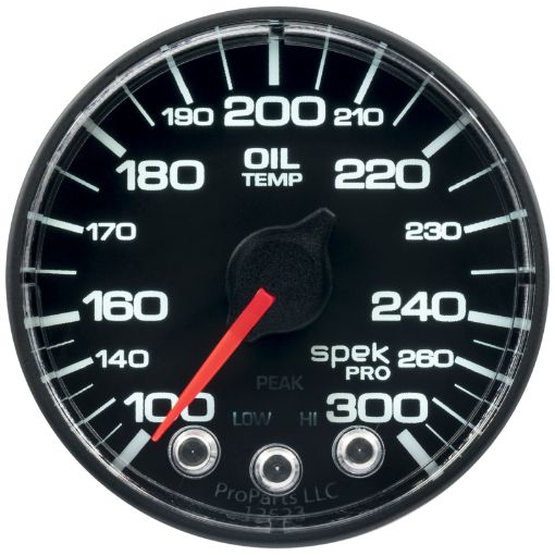 Picture of Autometer Spek - Pro Gauge Oil Temp 2 116in 300f Stepper Motor WPeak Warn BlkBlk