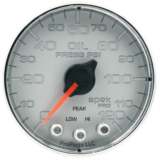 Picture of Autometer Spek - Pro Gauge Oil Press 2 116in 120psi Stepper Motor WPeak Warn SlvrChrm