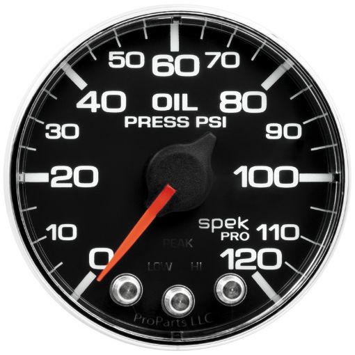 Picture of Autometer Spek - Pro Gauge Oil Press 2 116in 120psi Stepper Motor WPeak Warn BlkChrm