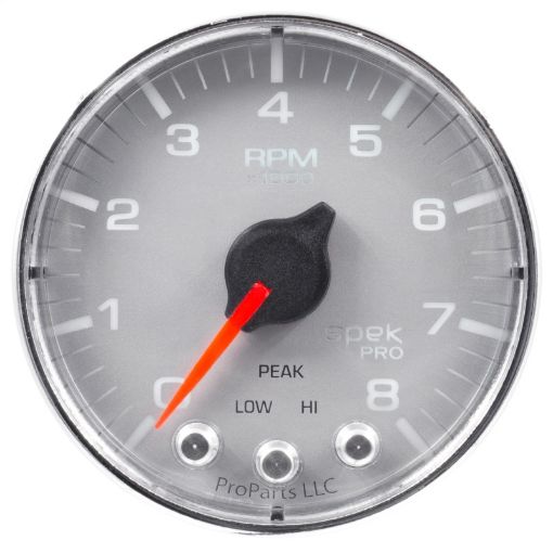 Picture of Autometer Spek - Pro Gauge Tach 2 116in 8K Rpm W Shift Light Peak Mem SlvrChrm