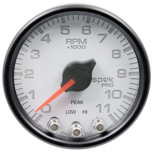 Picture of Autometer Spek - Pro Gauge Tach 2 116in 11K Rpm W Shift Light Peak Mem WhtBlk