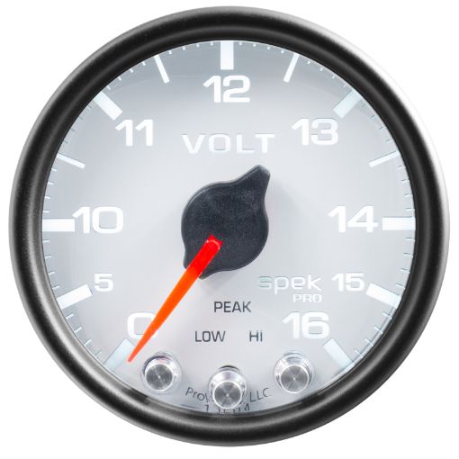 Picture of Autometer Spek - Pro Gauge Voltmeter 2 116in 16V Stepper Motor WPeak Warn WhtBlk