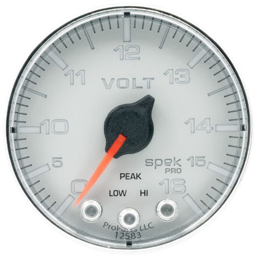 Picture of Autometer Spek - Pro Gauge Voltmeter 2 116in 16V Stepper Motor WPeak Warn SlvrChrm