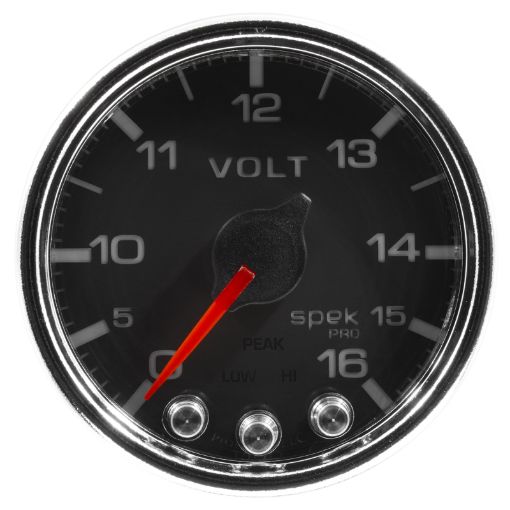 Picture of Autometer Spek - Pro Gauge Voltmeter 2 116in 16V Stepper Motor WPeak Warn BlkChrm
