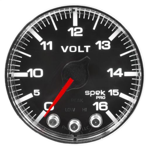 Picture of Autometer Spek - Pro Gauge Voltmeter 2 116in 16V Stepper Motor WPeak Warn BlkChrm
