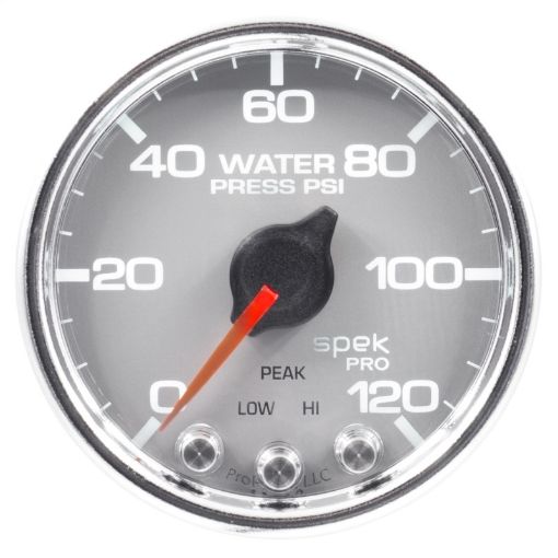 Picture of Autometer Spek - Pro Gauge Water Press 2 116in 120psi Stepper Motor WPeak Warn SlvrChrm