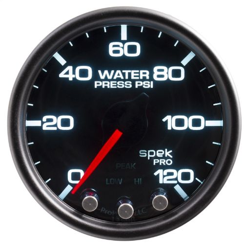 Picture of Autometer Spek - Pro Gauge Water Press 2 116in 120psi Stepper Motor WPeak Warn BlkSmokeBlk