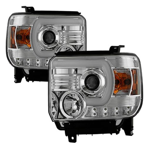 Picture of Spyder GMC Sierra 14 - 16 Projector Headlights Light Bar DRL Chrm PRO - YD - GS14V2 - LBDRL - C