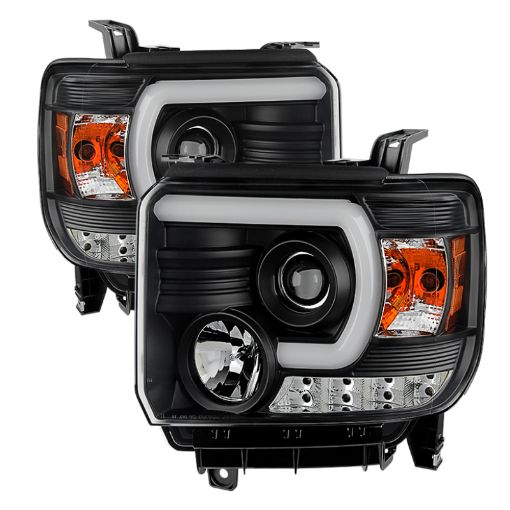 Picture of Spyder GMC Sierra 14 - 16 Projector Headlights Light Bar DRL Blk PRO - YD - GS14V2 - LBDRL - BK