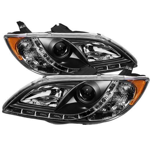 Picture of Spyder Mazda 3 04 - 08 4Dr (Sedan ONLY) Projector Headlights Halogen - DRL Blk PRO - YD - M304 - DRL - BK