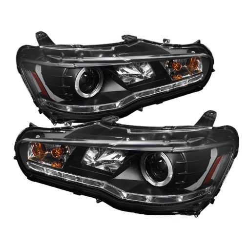 Picture of Spyder Mitsubishi LancerEVO - 10 08 - 14 Projector Halogen Model - LED Halo DRL Blk PRO - YD - ML08 - DRL - BK