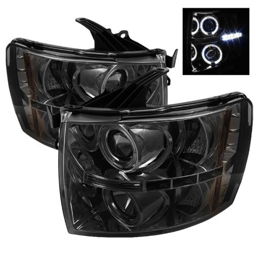 Picture of Spyder Chevy Silverado 1500 07 - 13 Projector Headlights LED Halo LED Smke PRO - YD - CS07 - HL - SM