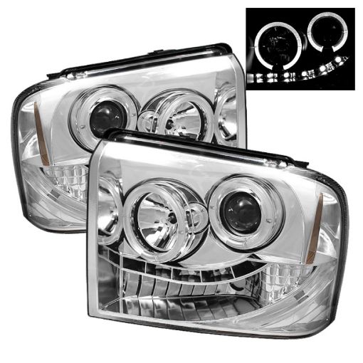Picture of Spyder Ford F250350450 Super Duty 05 - 07 Projector Headlights LED Halo - LED Chrm PRO - YD - FS05 - HL - C