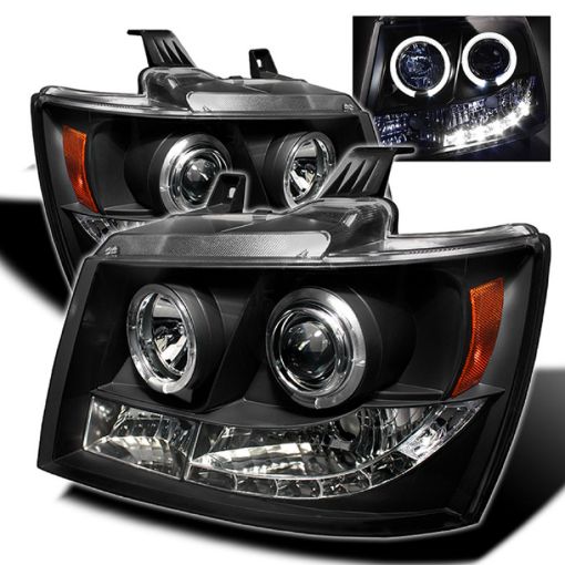 Picture of Spyder Chevy Suburban 1500 07 - 14 Projector Headlights LED Halo LED Blk PRO - YD - CSUB07 - HL - BK