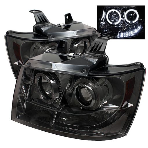 Picture of Spyder Chevy Suburban 1500 07 - 14 Projector Headlights LED Halo LED Smke PRO - YD - CSUB07 - HL - SM