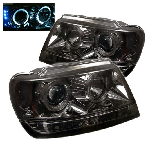 Picture of Spyder Jeep Grand Cherokee 99 - 04 Projector Headlights LED Halo LED Smke - PRO - YD - JGC99 - HL - SMC