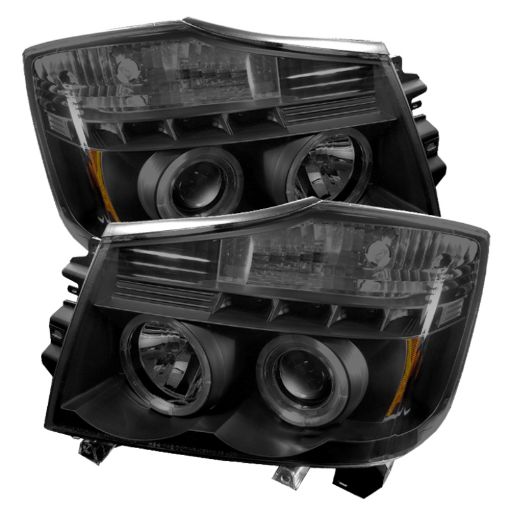 Picture of Spyder Nissan Titan 04 - 14 Projector Headlights LED Halo LED Blk Smke PRO - YD - NTI04 - HL - BSM