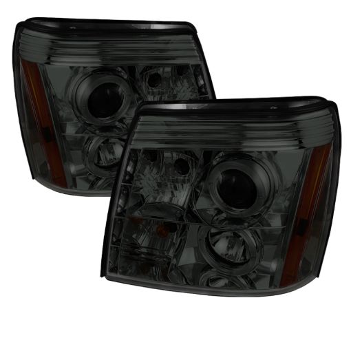 Picture of Spyder Cadillac Escalade 02 - 06 Projector Halogen Model - LED Halo DRL Smke PRO - YD - CE02 - DRL - SM