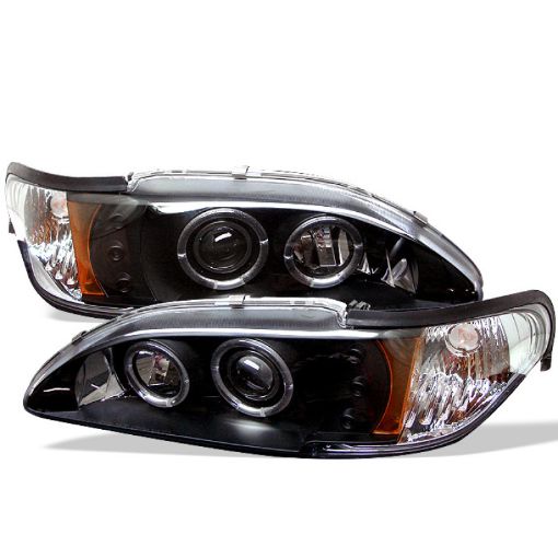 Picture of Spyder Ford Mustang 94 - 98 1PC Projector LED Halo Amber Reflctr LED Blk Low H3 PRO - YD - FM94 - 1PC - AM - BK