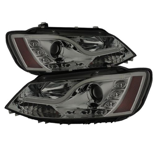 Picture of Spyder Volkswagen Jetta 11 - 14 Projector Headlights Halogen Light Tube DRL Smke PRO - YD - VJ11 - LTDRL - SM