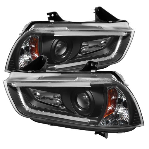 Picture of Spyder Dodge Charger 11 - 14 Projector Headlights Halogen - Light Tube DRL Blk PRO - YD - DCH11 - LTDRL - BK