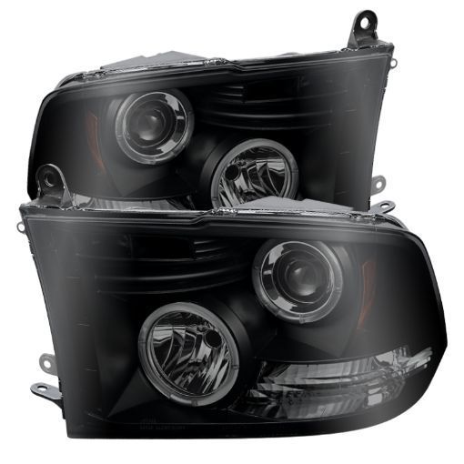 Picture of Spyder Dodge Ram 1500 09 - 14 Projector Headlights Halogen - LED Halo LED - Blk Smke PRO - YD - DR09 - HL - BSM