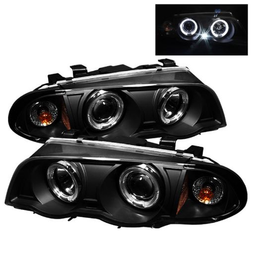 Picture of Spyder BMW E46 3 - Series 99 - 01 4DR Projector 1PC LED Halo Amber Reflctr Blk PRO - YD - BMWE46 - 4D - HL - AM - BK