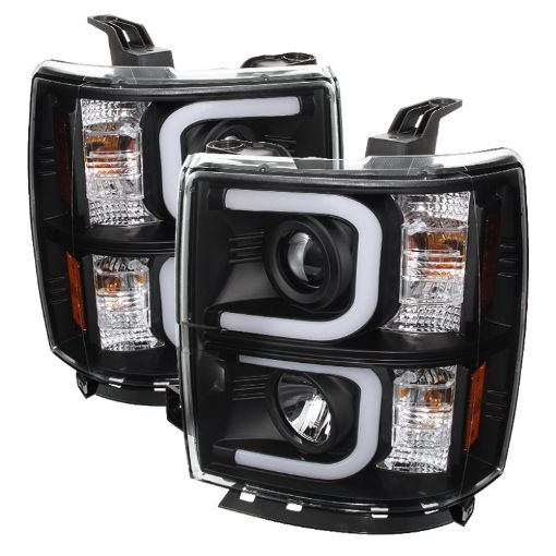 Picture of Spyder Chevy Silverado 1500 14 - 16 Projector Headlights Light Bar DRL Blk PRO - YD - CS14 - LBDRL - BK