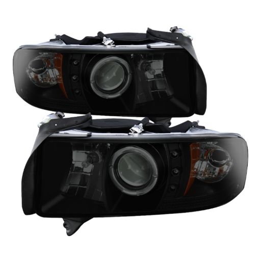 Picture of Spyder Dodge Ram 1500 94 - 01 Sport Projector Headlights LED Halo LED Blk Smke PRO - YD - DR94 - HL - AM - BSM