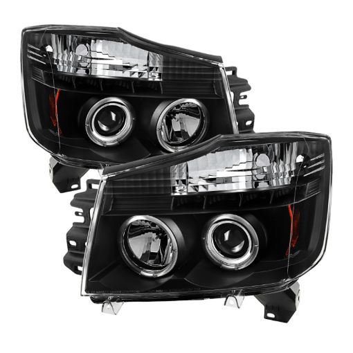 Picture of Spyder Nissan Titan 04 - 14Armada 04 - 07 Projector Headlights LED Halo LED Blk PRO - YD - NTI04 - HL - BK