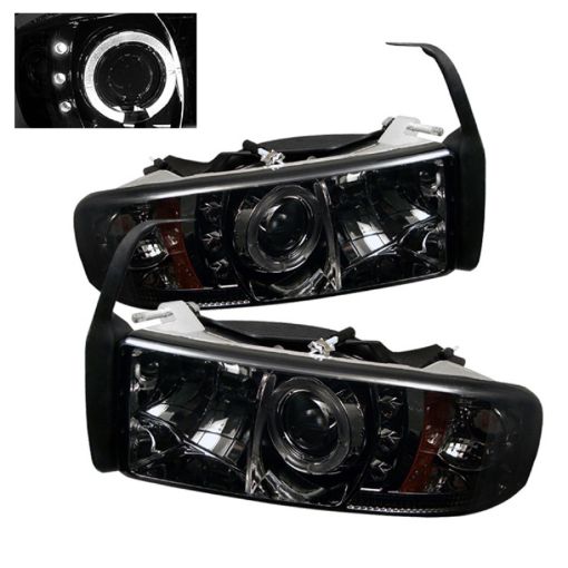 Picture of Spyder Dodge Ram 1500 94 - 01 94 - 02 Projector Headlights LED Halo LED Smke PRO - YD - DR94 - HL - AM - SMC