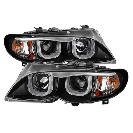 Picture of Spyder BMW E46 3 - Series 02 - 05 4DR Projector Headlights 1PC 3D Halo Blk PRO - YD - BMWE4602 - 4D - 3DDRL - BK